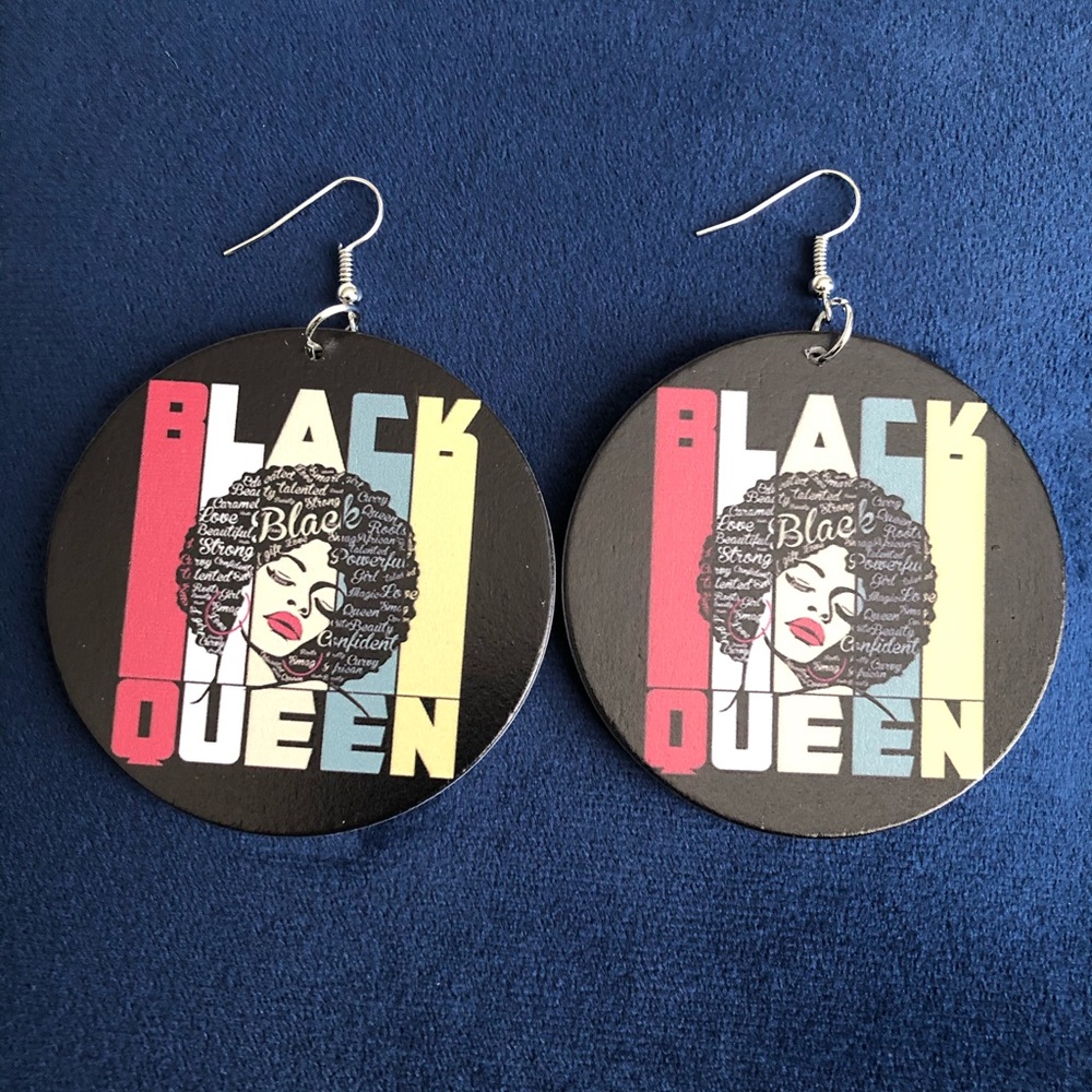 Women Juneteenth Ethnic Earrings Black Queen